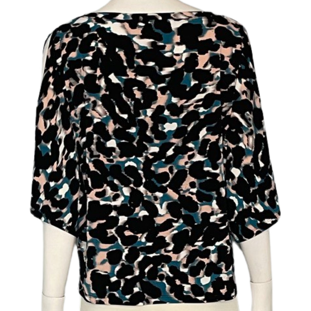 Blusa Rachel Roy Manga Descubierta Estampada Rosado- Talla S