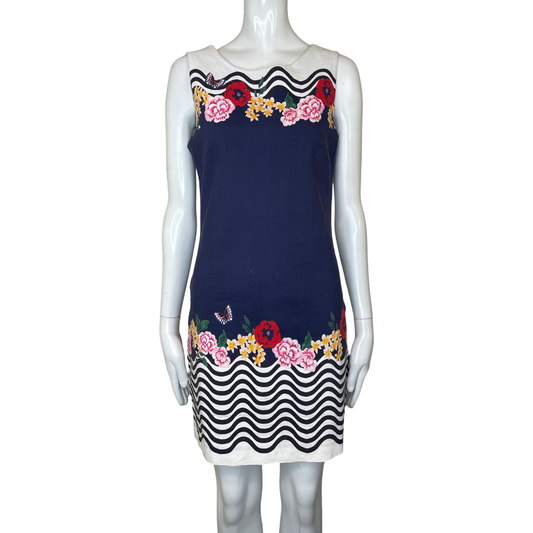 Vestido DESIGUAL Sin Mangas Floral Azul - Talla 38