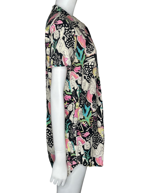 Vestido Zara Estampada Asimétrica Negro-Talla M