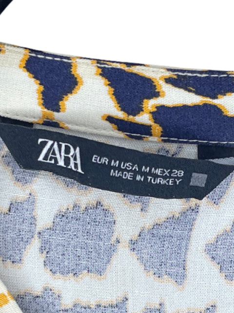 Vestido Zara Cinturón Tenzado Beige-Talla M