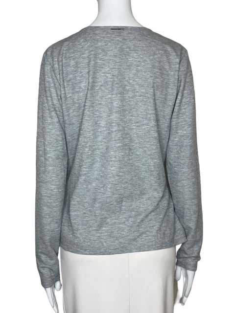 Blusa Michael Kors Cruzada Mangas Gris-Talla L