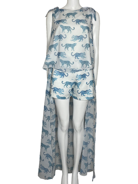 Set Michelle Nassar Blusa Asimétrica+Short Blanco-Talla M