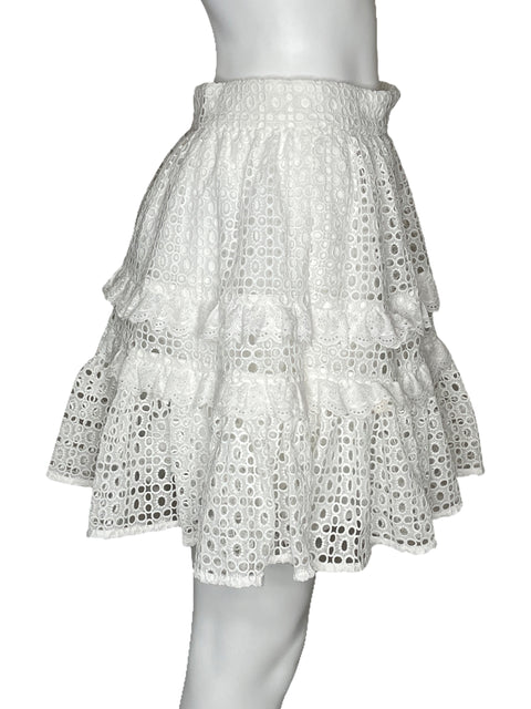 Falda Aje Lita Broderie Mini Blanco-Talla 10