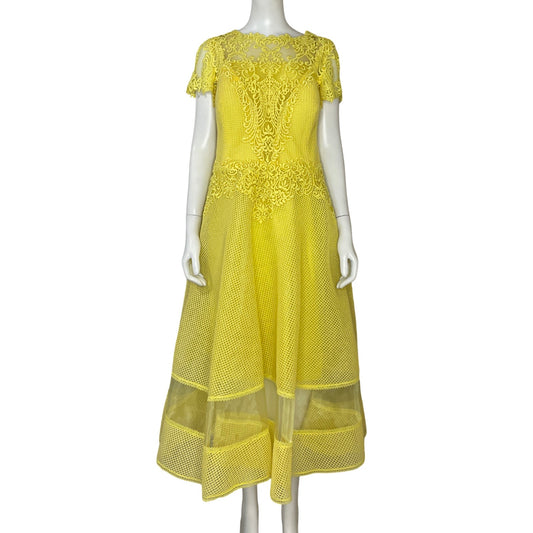 Vestido Gemy Maalouf Le Pret Bordados Amarillo - Talla 12