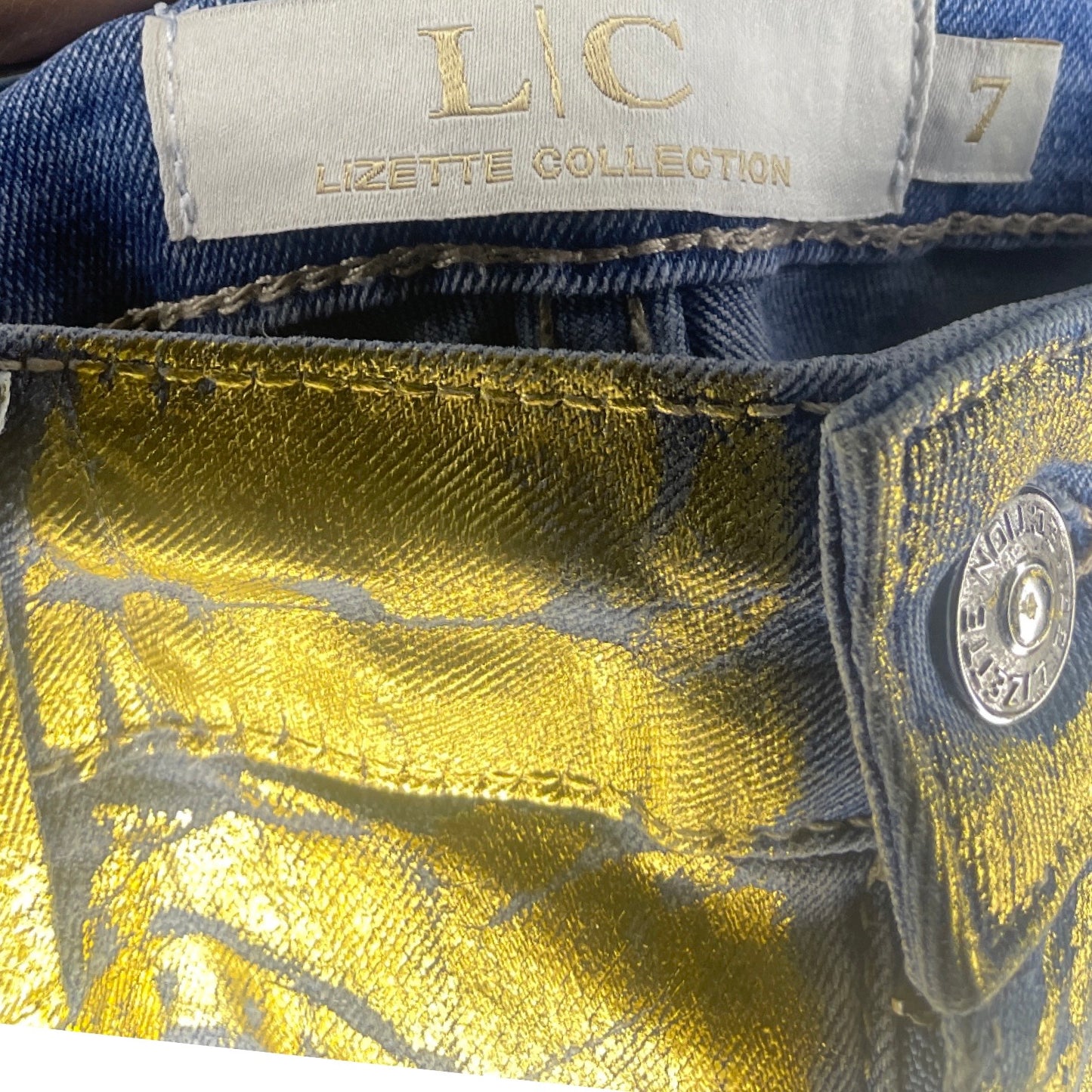 Pantalon Lizette Collection Escarchado 
Jeans Dorado-Talla 7