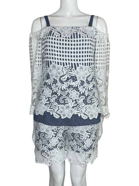 Set Julian Chang Encaje Azul-Talla L