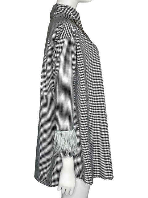 Vestido Tesoro TPS Cuadros Piedras Blanco-Talla S