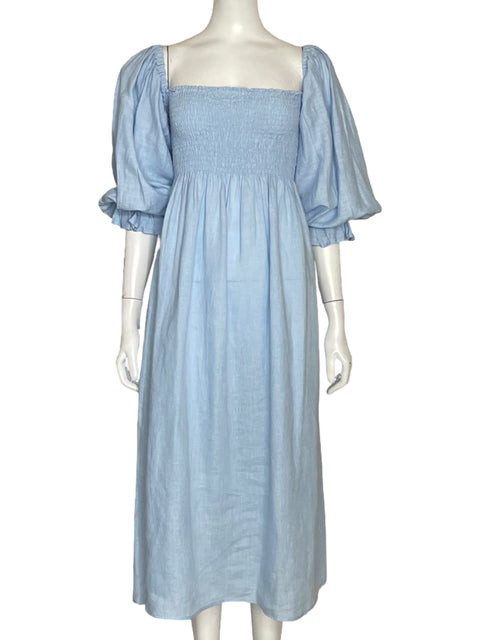 Vestido Sleeper Mangas Abullonadas Azul-Talla L