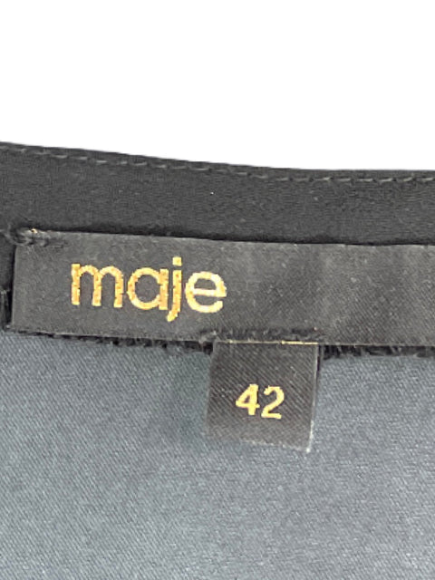 Vestido Maje Satinado Tachas Negro-Talla 42