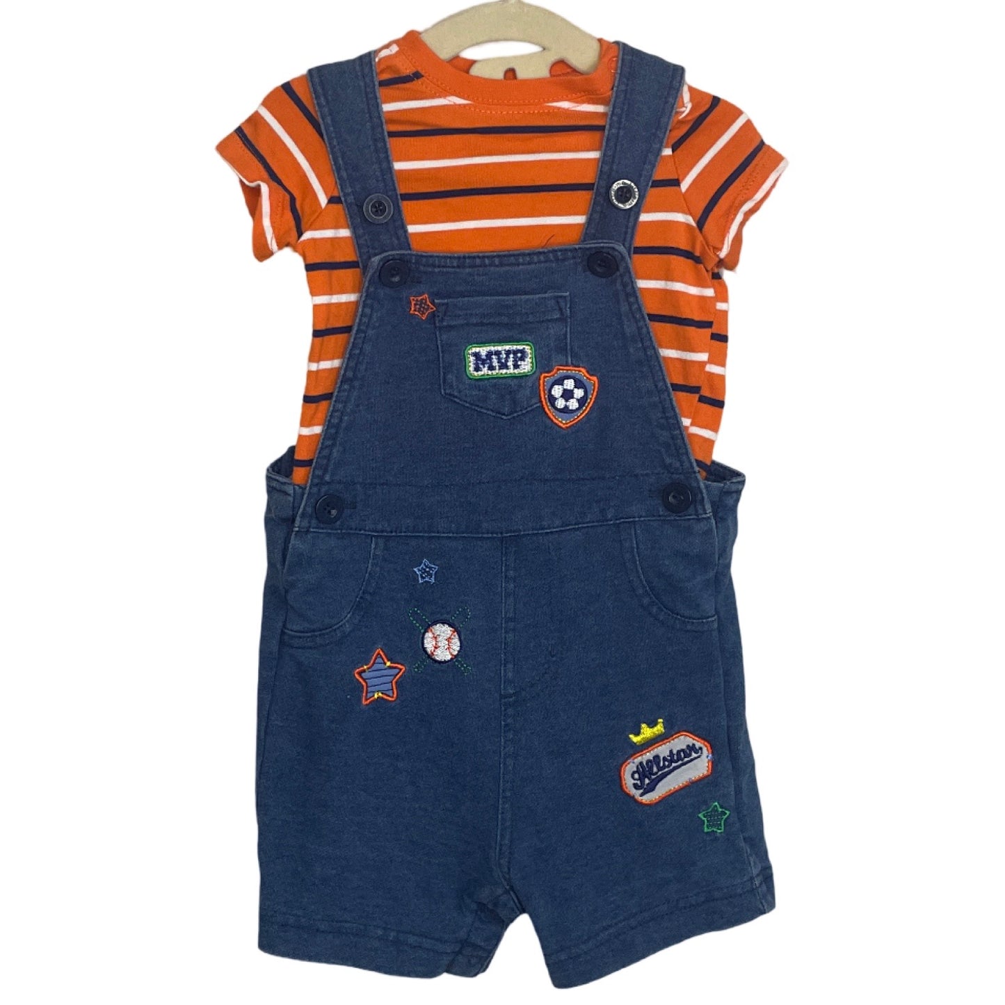 Set Little Me Peto Camiseta Jean Azul-Talla 6m