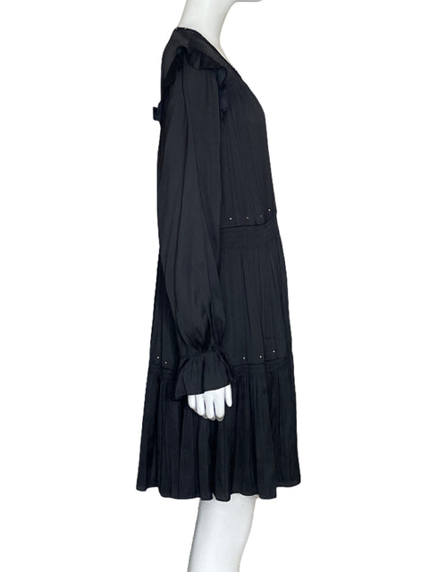 Vestido Maje Satinado Tachas Negro-Talla 42