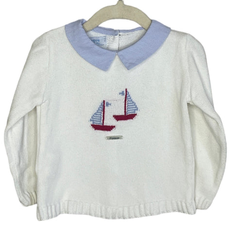 Sueter Foque Barcos Punto Blanco-Talla 12m