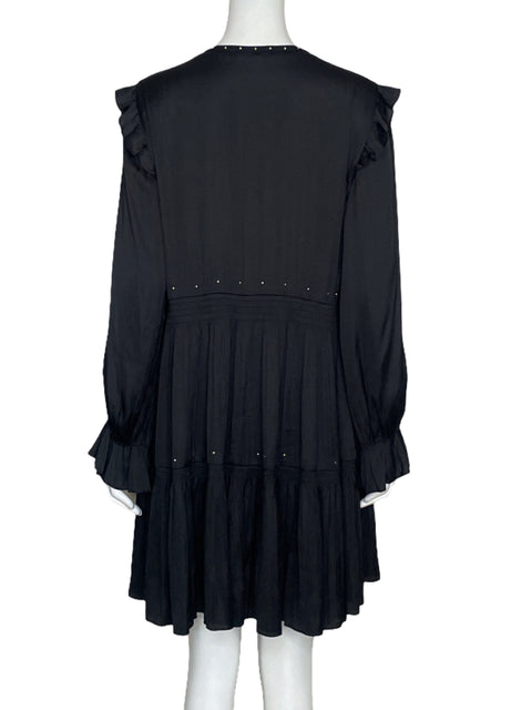 Vestido Maje Satinado Tachas Negro-Talla 42