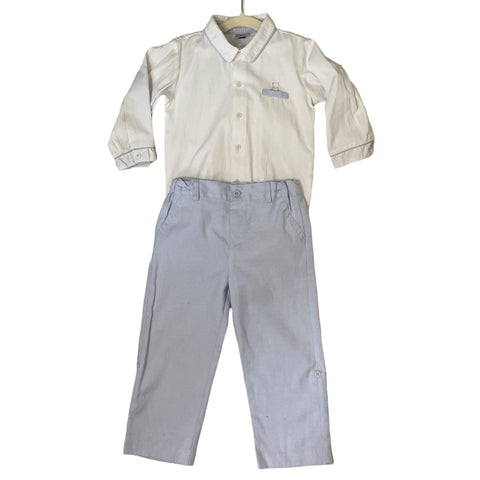 Set Donal Kids Body,Pantalón Blanco-Talla 24m