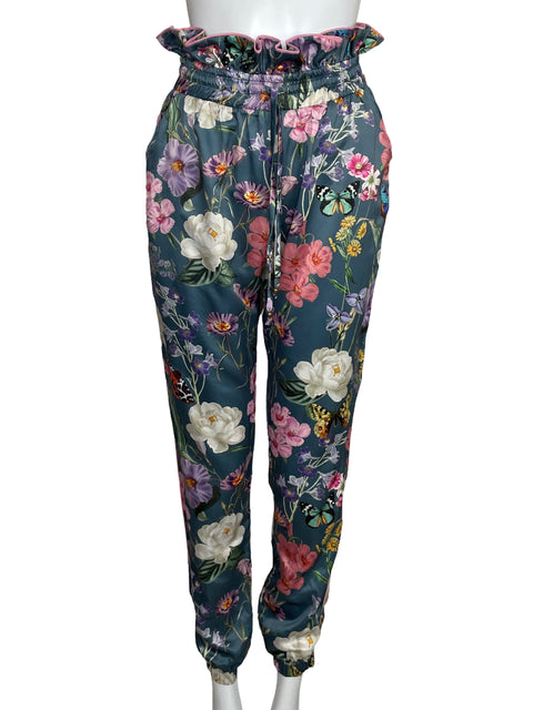 Pantalón Simona Paper Bag Satinado Verde-Talla M