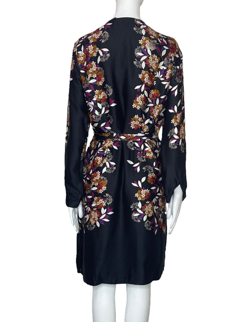 Vestido Massimo Dutti Flores Camisero Negro-Talla 6