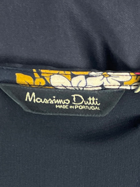 Vestido Massimo Dutti Flores Camisero Negro-Talla 6