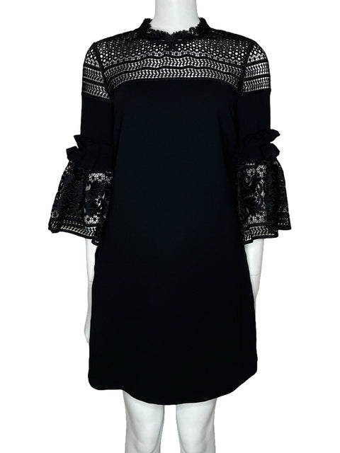 Vestido Ted baker Encaje Media Manga Negro-Talla 2