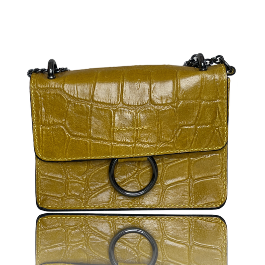 Cartera GENUINE LEATHER Crossbody Amarillo - Talla XS