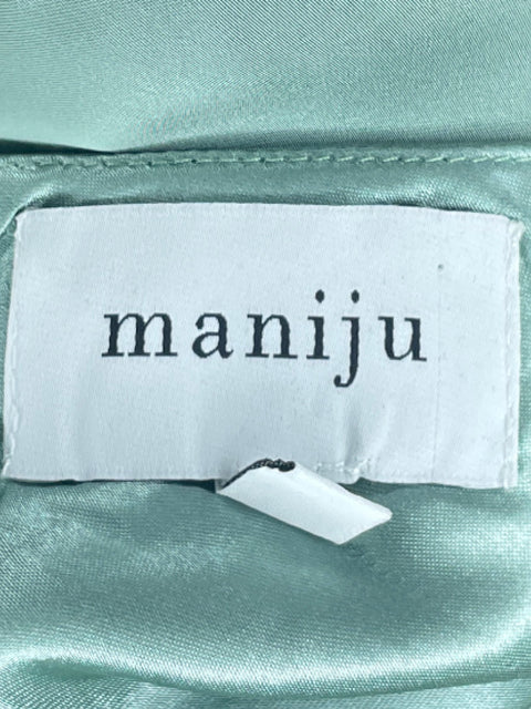 Vestido Maniju Satinado Fluido Verde-Talla M