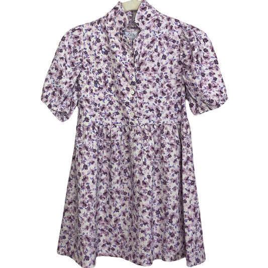 Vestido Zara Floral Morado-Talla 6