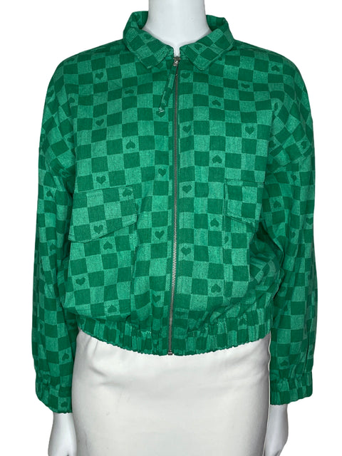 Chaqueta Pretty Garbage Cuadros Verde-Talla M
