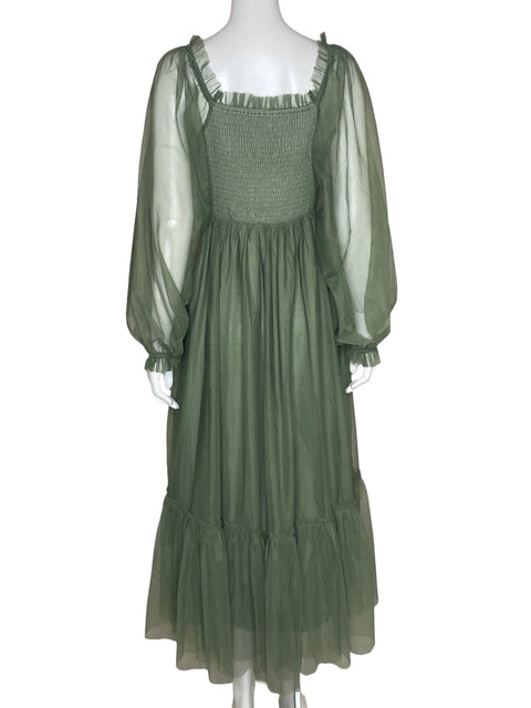 Vestido Listicle Tul Verde -Talla S