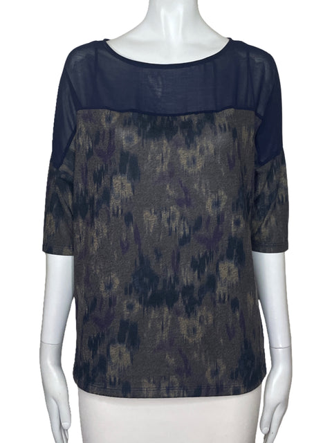Blusa Trucco Estampado Mangas Corta Azul-Talla S