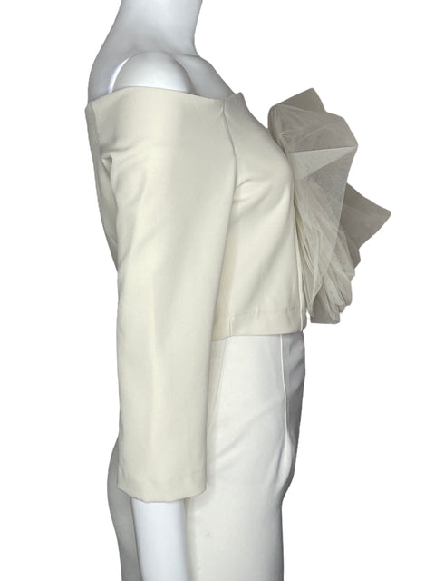 Blusa Zara Shoulders Out Beige-Talla L