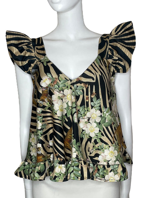 Blusa Eugenia Fernandez Tropical Negro-Talla U