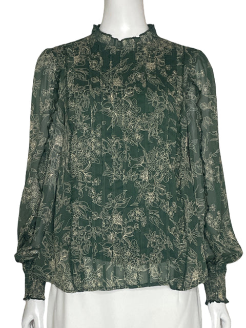 Blusa Listicle Estampado Flecos Verde - Talla S