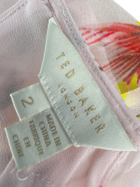 Blusa Ted Baker Flores Rosado - Talla 2
