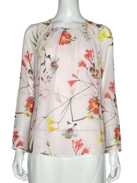 Blusa Ted Baker Flores Rosado - Talla 2