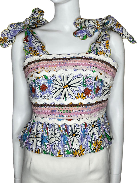 Top Celia B Print Sin Mangas Blanco-Talla L
