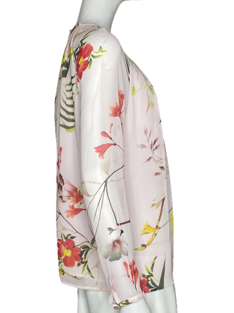 Blusa Ted Baker Flores Rosado - Talla 2