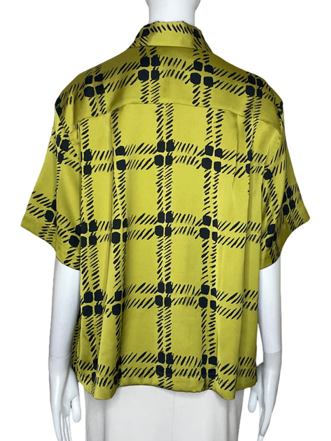 Camisa Marni Encaje Satinado Amarillo-Talla L
