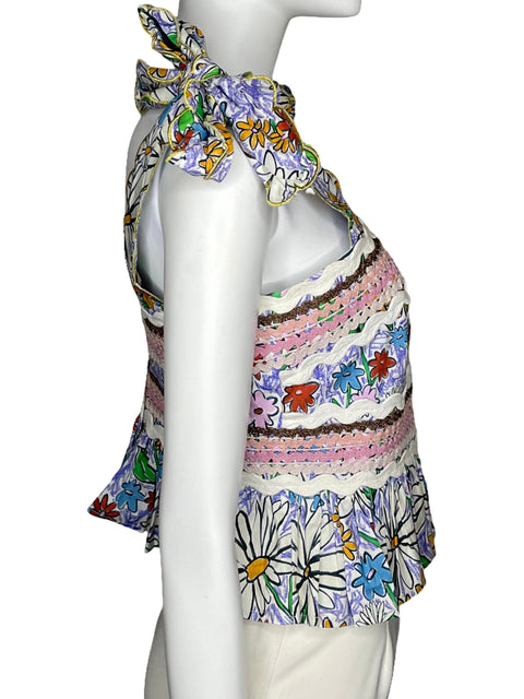 Top Celia B Print Sin Mangas Blanco-Talla L