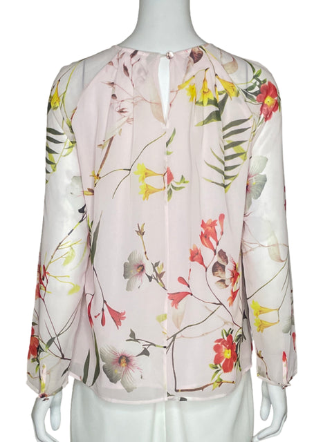 Blusa Ted Baker Flores Rosado - Talla 2
