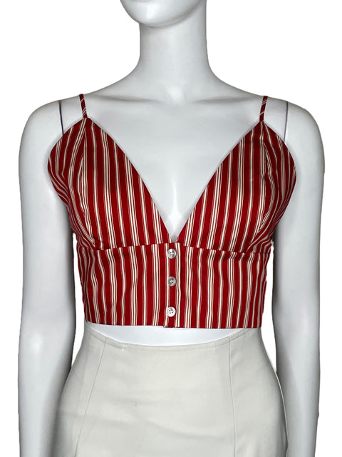 Top Zara Crop Rayas Rojo-Talla XL