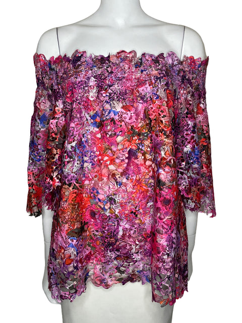 Blusa Elie Tahari Encaje Floral Rosado-Talla S/M