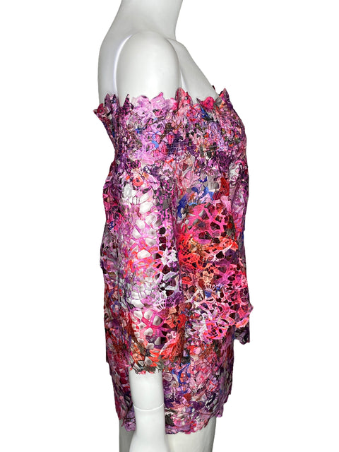 Blusa Elie Tahari Encaje Floral Rosado-Talla S/M
