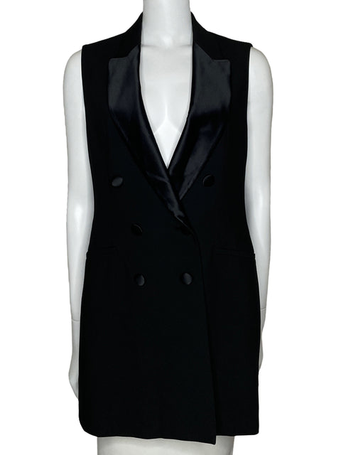 Vest Zara Midi Negro-Talla M