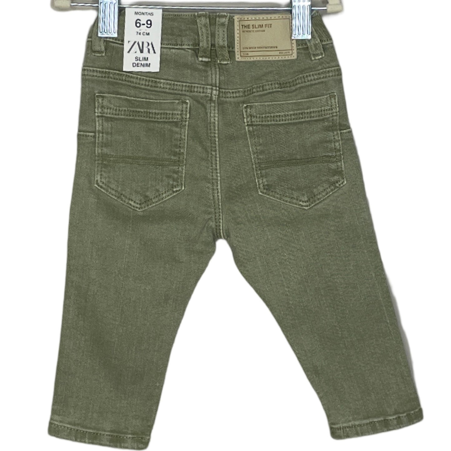Pantalon Zara Denim Slim Verde-Talla 6m