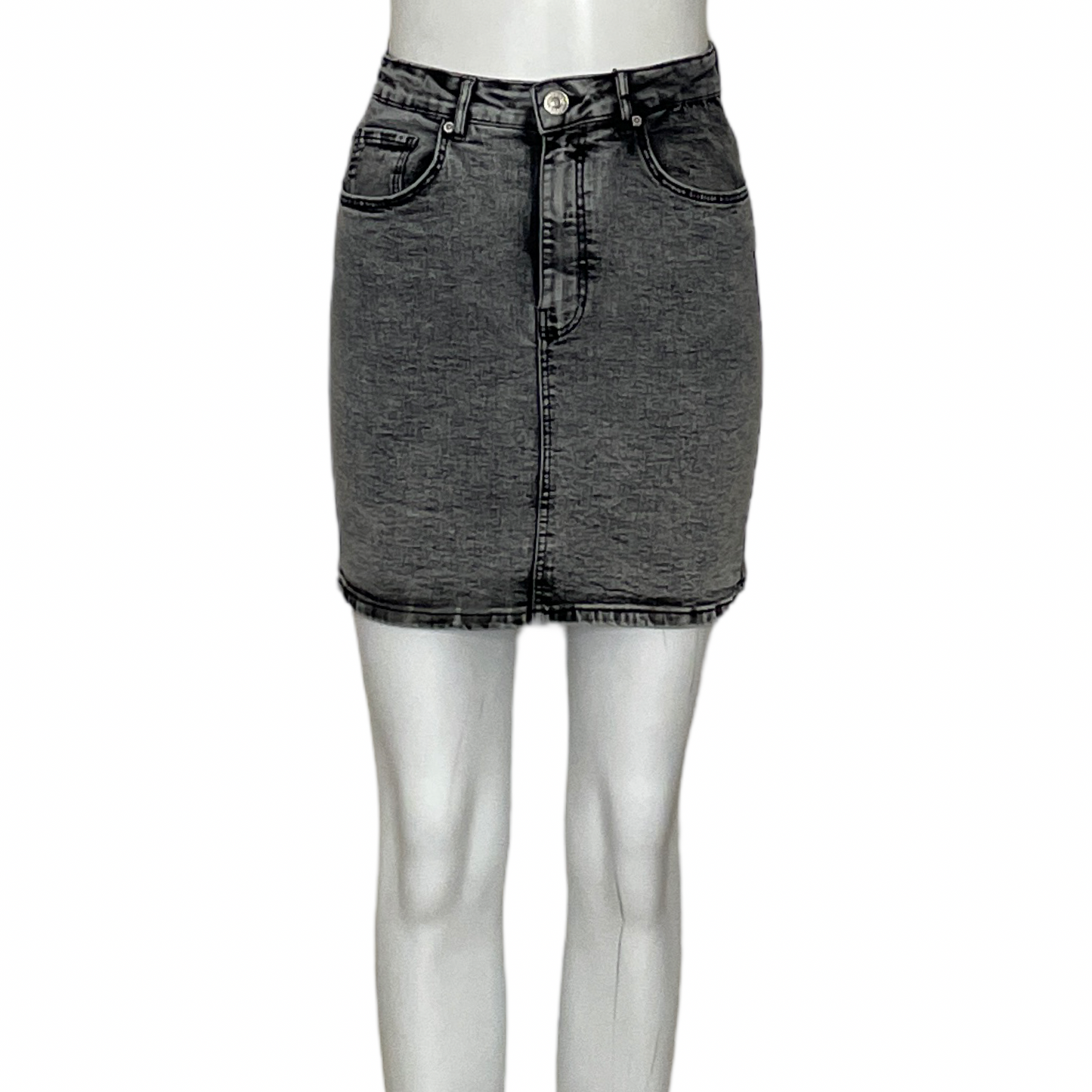 Falda Zara Denim Mini Gris-Talla S