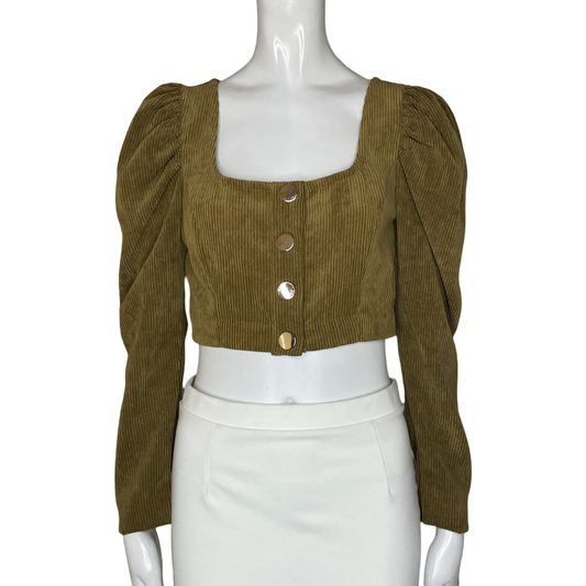 Blusa ZARA Corduroy Botones Verde - Talla S