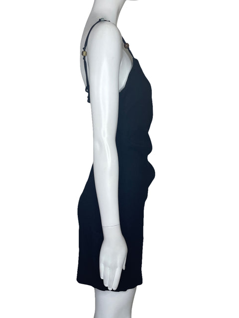 Vestido Zara Drapeado Pedreria Negro-Talla M