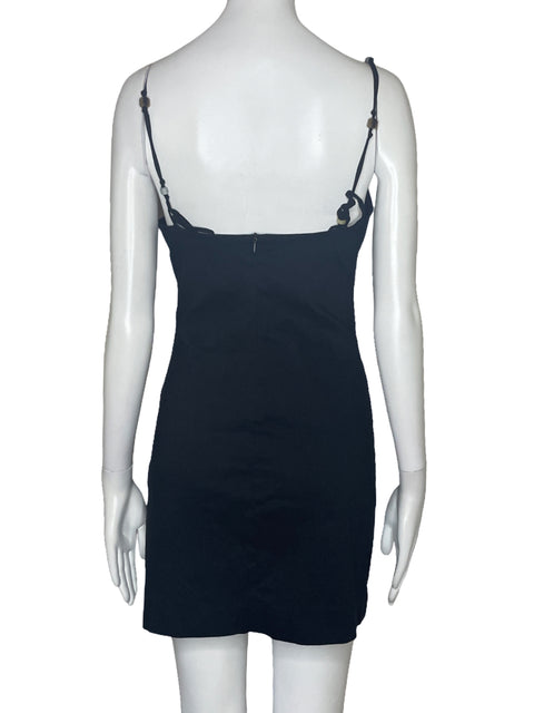 Vestido Zara Drapeado Pedreria Negro-Talla M