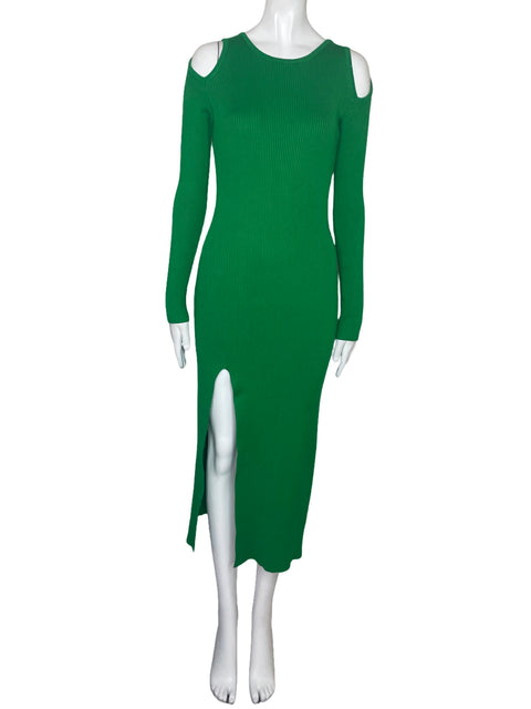 Vestido Rivir Acanalado Mangas Verde-Talla M