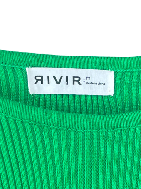 Vestido Rivir Acanalado Mangas Verde-Talla M