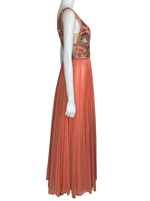 Vestido Tesoro TPS Maxi Lentejuelas Naranja-Talla S